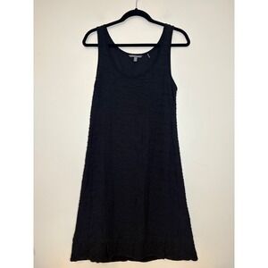 Toad&Co Black Sleeveless Textured Tank Dress M Organic‎ Cotton TENCEL Travel